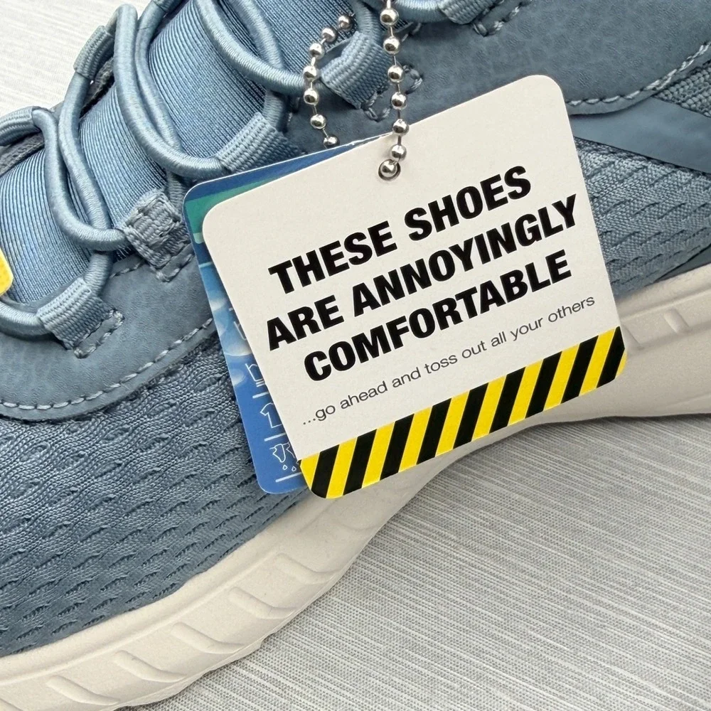 Skechers Women's 9 Sneakers Slip Ins Blue Hands Free Comfort Bobs 117504